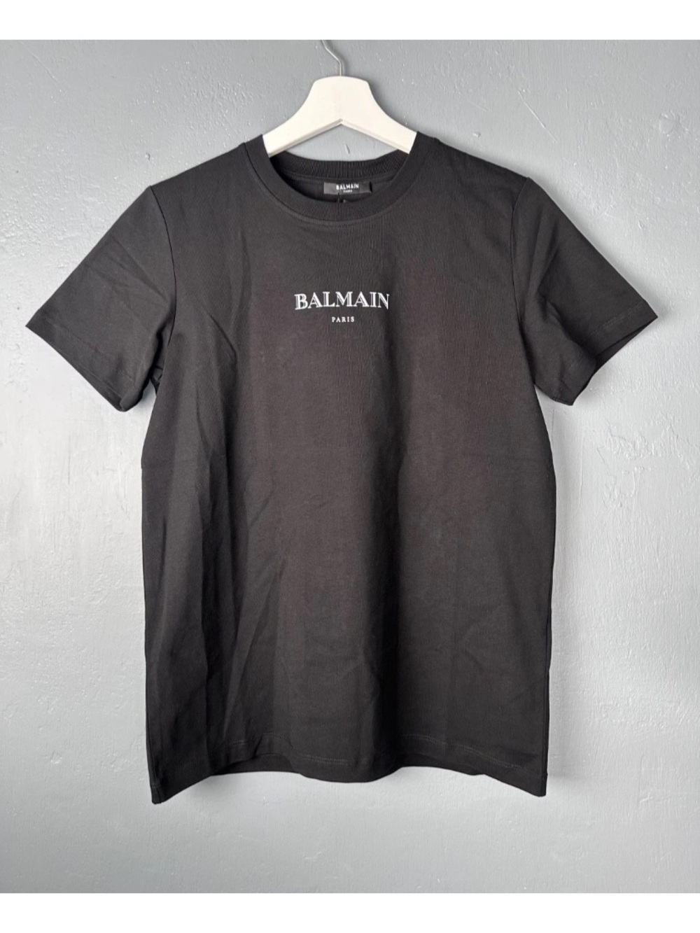 Balmain Paris Women Sz XS Black Vintage Print T-shirt NWT